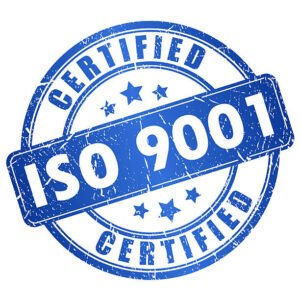 iso 9001 certified stamp on white background