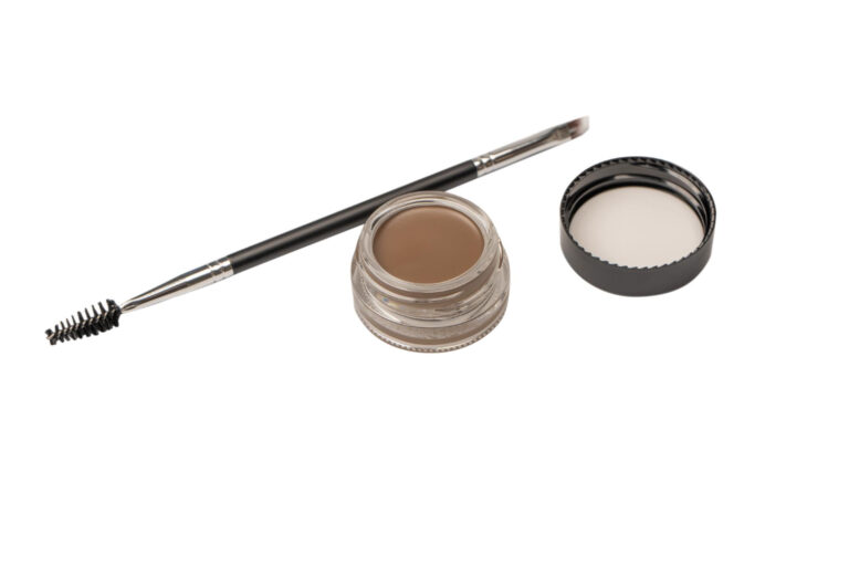brow pomade blonde shade with brush isolated white background