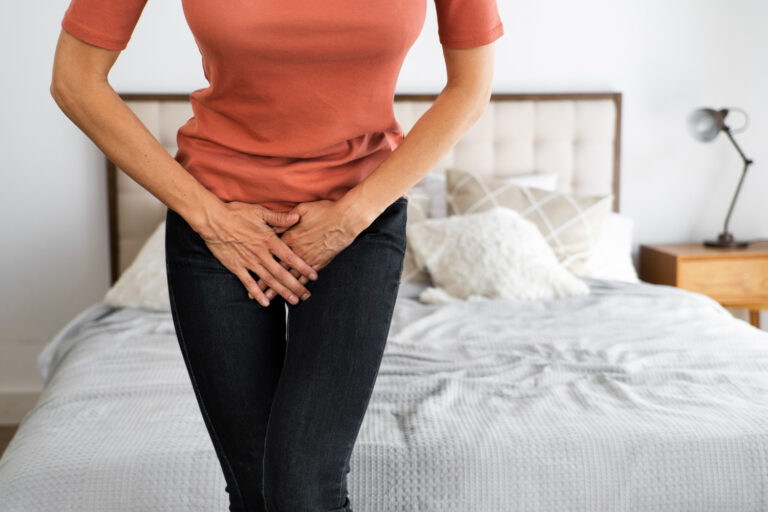 front view woman dealing with std