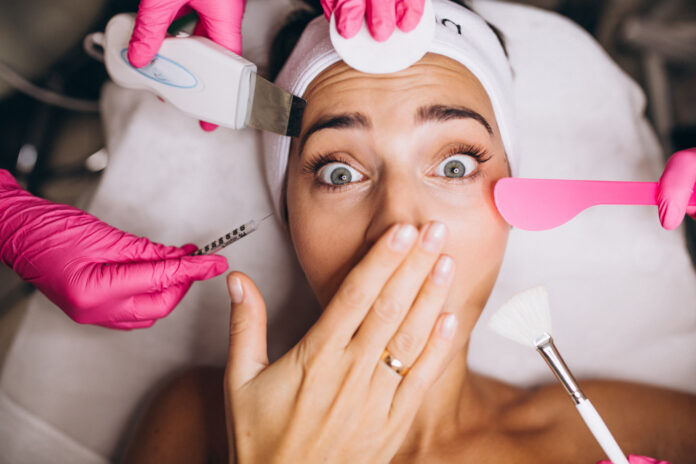 woman beauty salon making cosmetic procedures