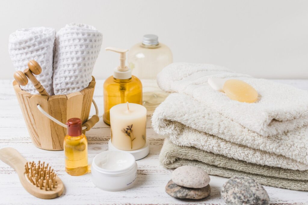 beautiful composition spa bath concept scaled